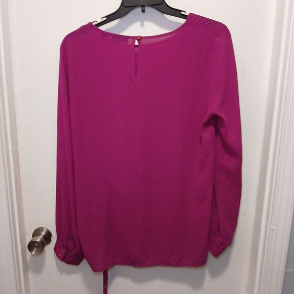 Halogen Pink Blouse – Side Drawstring Detail, Keyhole Back – Women’s Large - Picture 5 of 8